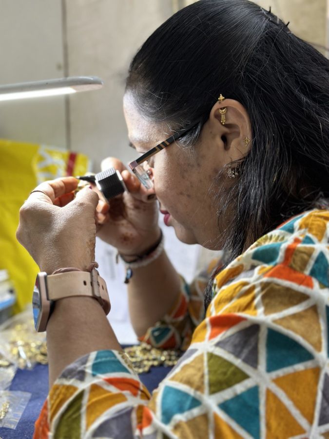 Quality control inspection of finished fine jewelry at DVNJEWELRY